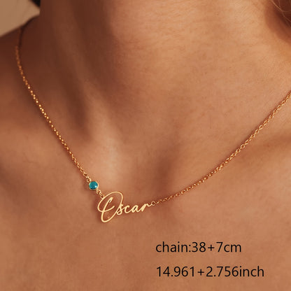 Elegant Script Birthstone Necklace