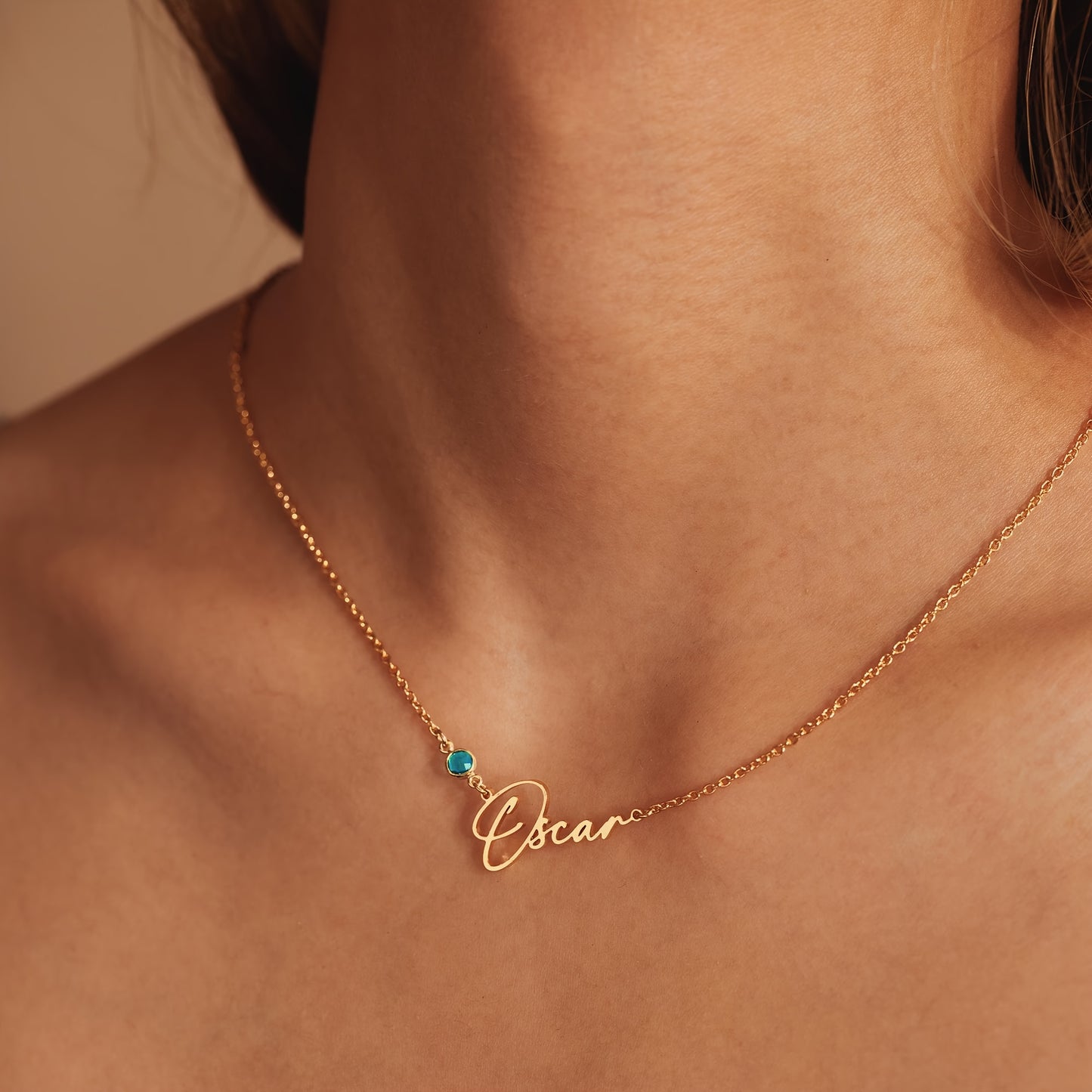 Elegant Script Birthstone Necklace