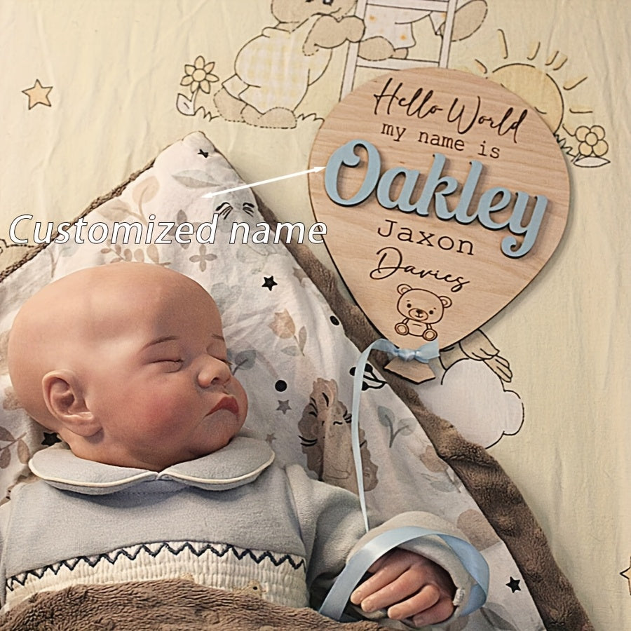 “Hello World” Personalized Baby Name Balloon Sign