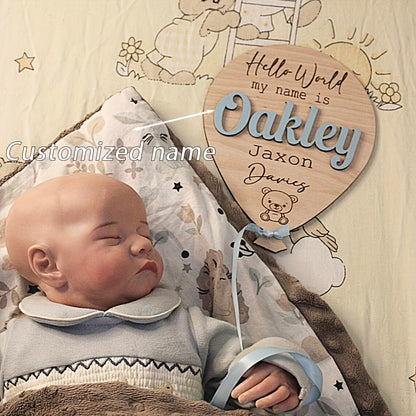 “Hello World” Personalized Baby Name Balloon Sign