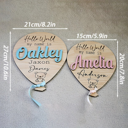 “Hello World” Personalized Baby Name Balloon Sign