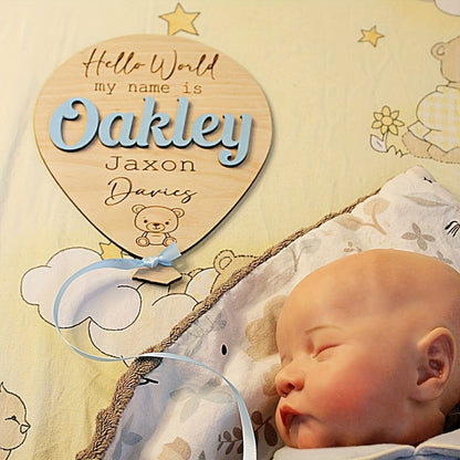 “Hello World” Personalized Baby Name Balloon Sign