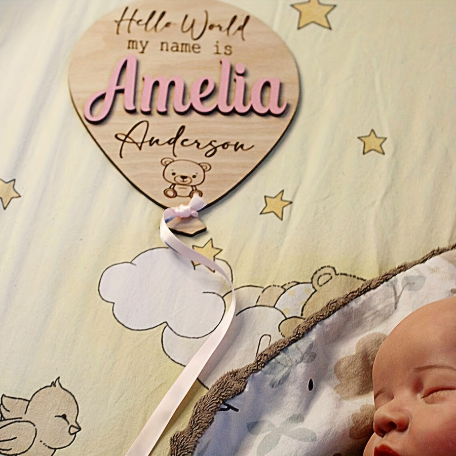 “Hello World” Personalized Baby Name Balloon Sign